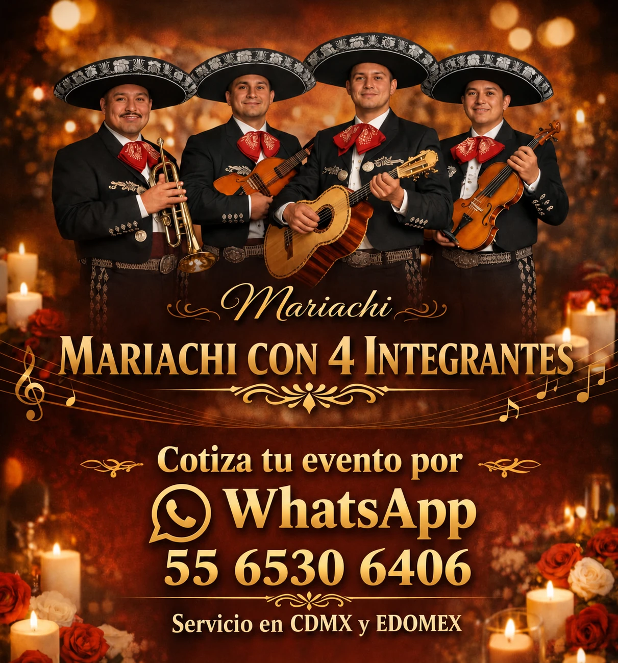 Paquete de mariachi de 4 integrantes